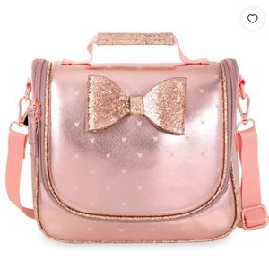 Disney Store Minnie Mouse Metallic Rose Gold Faux Leather Lunch Tote Bag